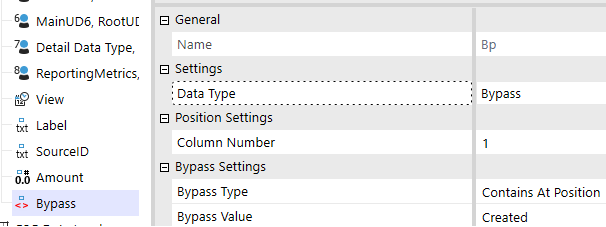 A Bypass is highlighted and settings display